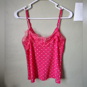 *NWOT* Main Strip Women's Small Pink Polka Dot Lace Tank